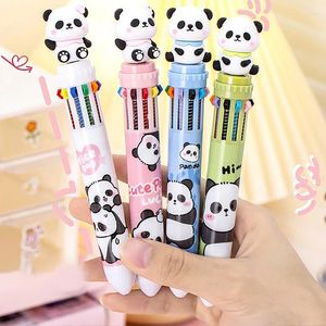 1Pc 10 Kleuren Balpen Cartoon Panda 0.5mm Kleurrijke Inkt Gel Kawaii School Student Briefpapier Kantoorbenodigdheden