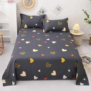 1pc 100% puur katoen platte laken queen size lakens voor dubbel bed cartoon stijl beddengoed top vel (kussensloop behoefte bestelling) 210626