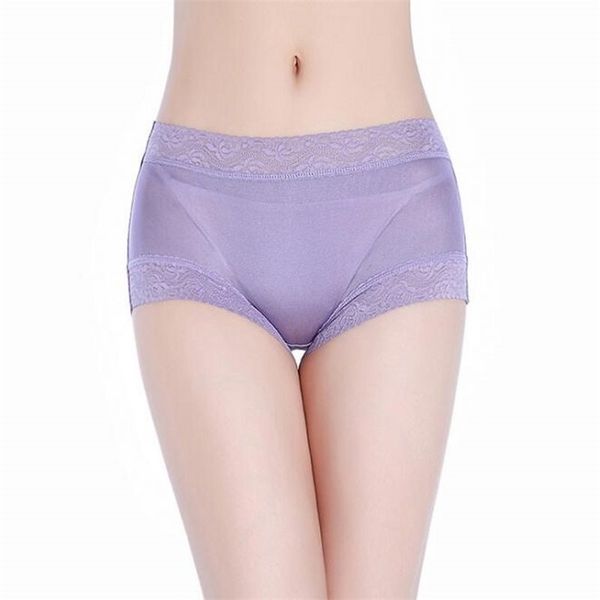 1PC 100% pure soie tricot femmes couverture complète culottes sous-vêtements Lingerie Boyshort M L XL 2XL SS001 201112