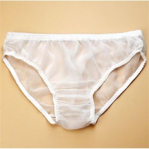 1pc 100% pure soie hommes sexy sous-vêtements transparents slips l xl 2xl ms103 210707