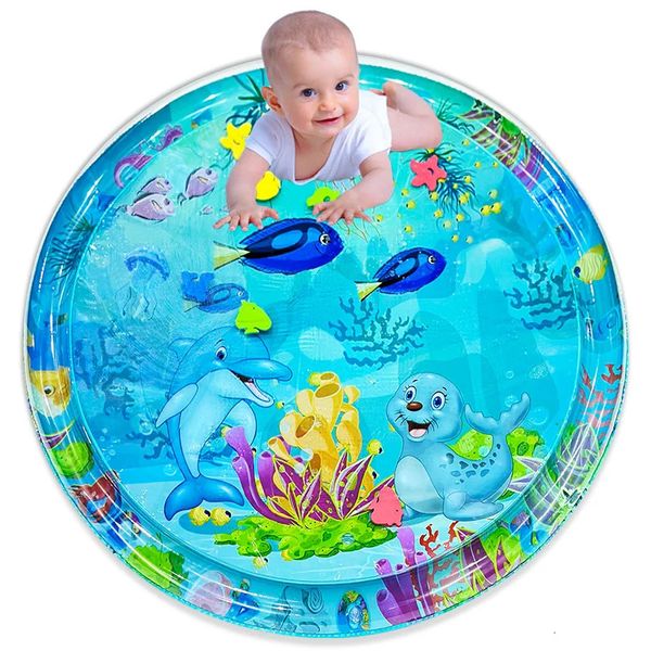 1pc 100cm grand bébé jouant à eau tapis dolphin sceau motif pvc gonflable rond play tap coussin kids cadeau 240424