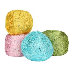 1PC 100g/ball Colorful Crochet Thin Thread Shiny Sequin Yarn for Hand Knitting Sweater Shawl Yarn Crochet Hook Thread JZ001 Y211129