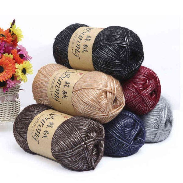 1PC 100g / boule de coton de soie fil à tricoter crochet couture fil de laine épais pour tricot à la main écharpe pull respectueux de l'environnement Y211129