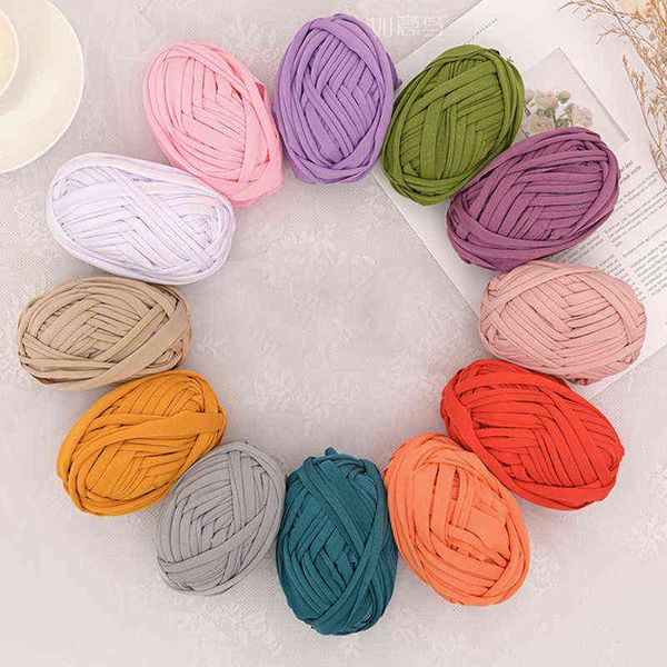 1PC 100g fil tissé à la main épais panier couverture tapis fil confortable laine de coton tricot tressé bricolage crochet fantaisie fil de tissu Y211129