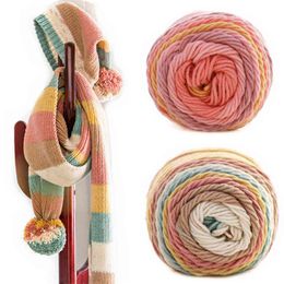 1pc 100g Solid / Rainbow Color Hand-geweven katoenen garen zachte haak dikke garen voor hand breien warme trui sofa kussen sjaal diy y211129