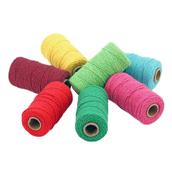 1 unid 100 m de largo / 100 yardas de algodón puro cordón trenzado artesanías macrame cuerda artesanal cordones gruesos de algodón para textiles para el hogar hechos a mano nuevo Y211129