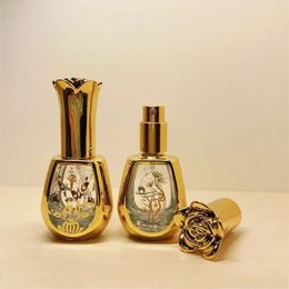 1PC 10ml Gold Glass Perfume Bouteille Spray rechargeable ATomizer Boutelles Packaging Emballage Conton Cosmetic