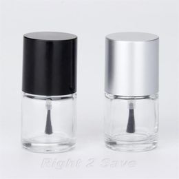 Garrafa de esmalte para unhas 1 peça 10 ml com pincel recipiente vazio recarregável para cosméticos garrafa de vidro arte para unhas ferramenta de manicure preta tampas de prata 237L