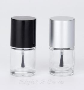 1 pc 10 ml nagellakfles met borstelnavuleerbare lege cosmetische container glazen fles nail art manicure gereedschap zwart zilveren caps3874351