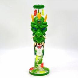 1 pc, 11,8in, glazen bubbler met vaste diffuser downstem waterpijp bongs, handgeschilderde gekleurde polymeerklei -bong met 420 patroon, gloed in donkere, borosilicaat glazen pijpen