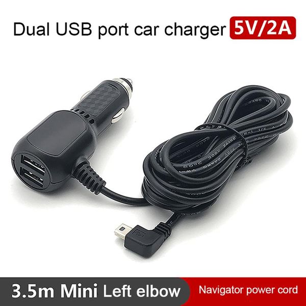 1PC 12V 2.4A MINI / Cable Interface Double chargeur de voiture de port USB pour Dash Cam DVR RF Charge avec un câble de 3,5 m