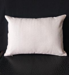 1 pc 12x18in Blanco Poly Linen Lumber Pillow Land voor sublimatie Print Plain Licht Grijs Faux Linen Lumber Cushion Cover voor warmte P1942599