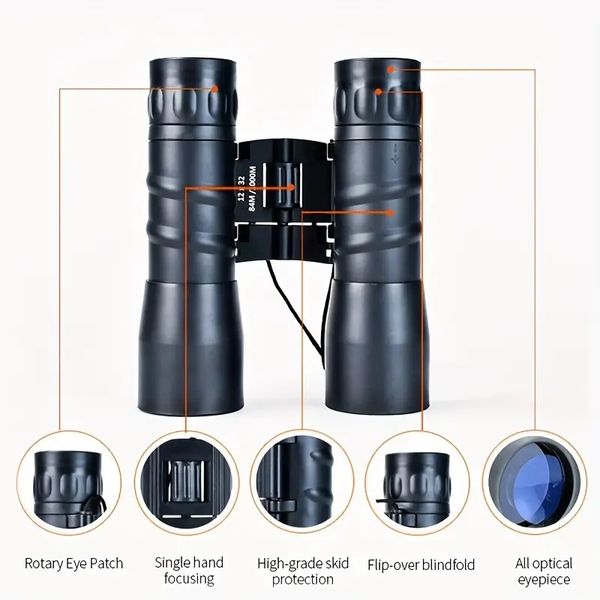 1pc 12x32 jumelles professionnelles, télescope Portable extérieur haute puissance HD pour Vision nocturne observation des oiseaux jeu de balle Concert