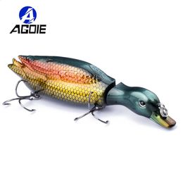 1 UNID 13 cm Señuelo de Pesca de pato articulado 35 g Pescado artificial Wobbler Swimbait 5 colores Realista Topwater Crankbait Pesca DUCK01 240313