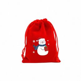 1PC 13x18cm Sacs de veet de Noël rouges Sac à casse-cordon Snack Candy Gift Sac Bracelet Bijoux Emballage Sacs de rangement P3QH #