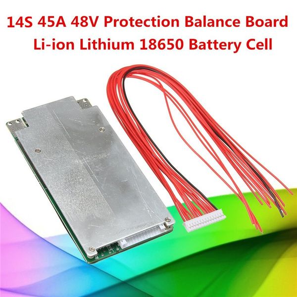 Livraison gratuite 1PC 14S 45A 48V Li-ion Lithium 18650 Cellule de batterie BMS PCB Protection Balance Carte de circuits intégrés