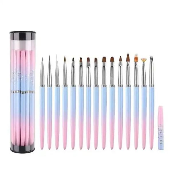 1PC 15 Taille Nail Art Brush French Painting Brush Flower Design Acrylique Ligne Drawing stylo Gel Nail Gel Brush Tool de manucure de bricolage