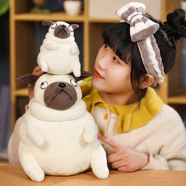 1 Pc 1530 Cm beau gros carlin câlins Kawaii assis carlin chiens jouets poupées en peluche coussin pour enfants enfants cadeau d'anniversaire poupées J220729