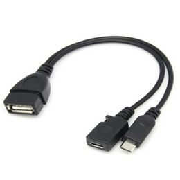 1 pc 2 in 1 otg Micro USB -gastheer Power y Splitter USB -adapter naar micro 5 -pin mannelijke vrouwelijke kabel