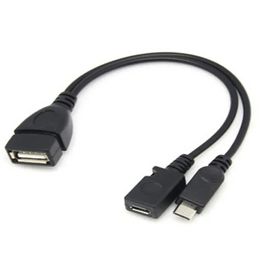 1pc 2 en 1 OTG Micro USB Potencia de host Splitter Y Adaptador USB para micro 5 pin Cable femenino macho