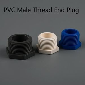 1pc 20/25/32/40/50/63 mm PVC Fil de filetage Male Plug accessoires Connecteurs Pièce d'alimentation en eau Aquarium Fish Tank Plug Purce