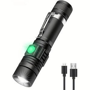 1pc 20000 Lumens Powerful LED Flashlight, USB Rechargeable Mini Ultra Bright Tactical Zoomable Flashlight, Waterproof EDC Flashlight Bar Torch For Outdoor Sport