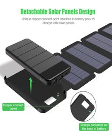 1pc 20000mAh Chargeur de batterie d'énergie solaire pliée Banque d'énergie solaire Case de chargeur solaire amovible pour les produits électroniques1739078