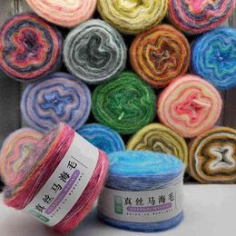 1pc 200g 2Ball Soft Gradiënt Kleur Mohair Garen DIY Haak Draad Wol Gemengd Garen Voor Breien Truien Handjaal Sjaal Deken Y211129