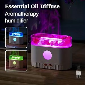 1 pc 200 ml Portable Coloré Veilleuse H2o Pulvérisation Brume Cristal Sel Pierre Humidificateur Double Arôme Humide Huile Essentielle Diffuseur Usb Mini Humidificateur D'air