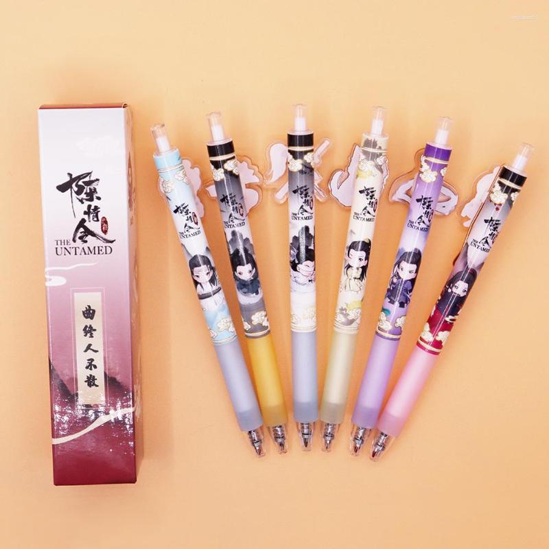 1Pc 2023 le stylo Gel indompté Chen Qing Ling We Wuxian Lan Wangji Q Version caractère acrylique noir 0.5mm