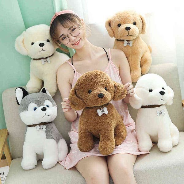 1pc 22/30 / 40cm Kawaii Teddy Dog Peluche Jouets Belle Peluche Real Life Husky Dog Poupées pour enfants Bébé Anniversaire Cadeaux Y211119