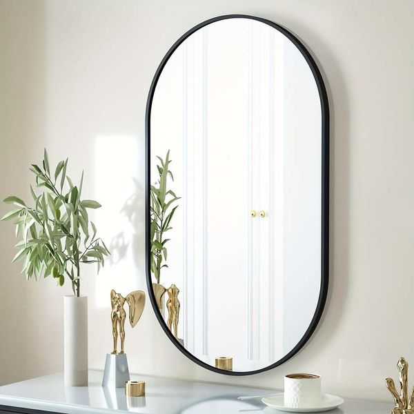 1pc el espejo de la pared ovalada de 1 pc 24x16 pulgadas, la decoración moderna para el baño de la sala de estar de la sala de estar de la sala del baño, decoraciones para el hogar