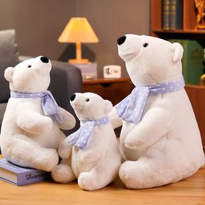 1 pieza 25/30/40 cm encantador oso Polar juguetes de peluche lindos osos blancos suaves con bufanda muñecas Animal relleno almohada niñas regalo de San Valentín 220610