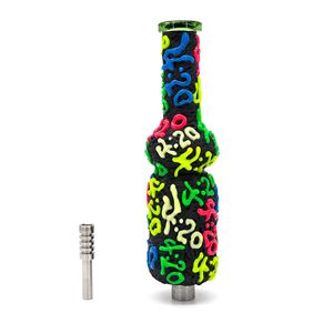 1 st, 25,5 cm/10 inch, glazen bong met 420-nummer, glow in dark, waterpijp van borosilicaatglas met één percolator, nectarcollectorglas kleurrijke NC-kit, rookaccessoires