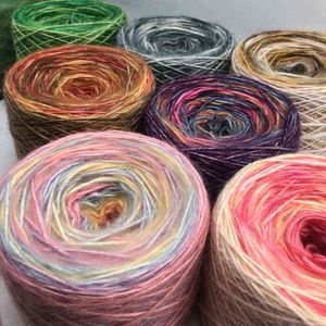 1PC 250g Gradient Couleur Laine Fil Rainbow Cake Line Doux Chaud DIY Chandail À La Main Écharpe Chapeau Canapé Coussin Gâteau Fil XJ88 Y211129