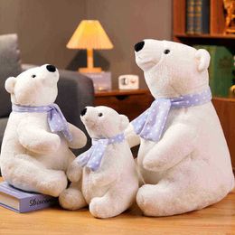 1 pk 253040cm Kawaii Plush Polar Bear speelgoed Mooie dieren gevulde zachte dierenberen poppen kussen voor ldren verjaardagscadeaus J220729