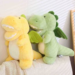 1 pc 2560 CM Kawaii Fluffy Dinosaures En Peluche Jouet Bel Animal Bouche Ouverte Dinosaure En Peluche Oreiller En Peluche Doux pour ldren Cadeaux J220729