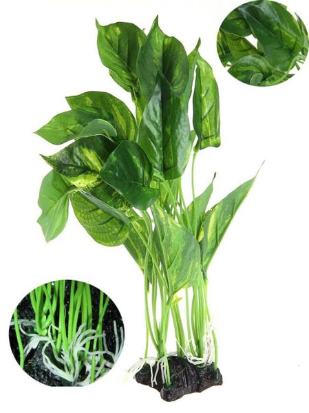 1 Pc 25 cm 28 cm de haut vert Aquarium décoration plantes artificielles paysage plantes d'eau ornement en plastique herbe plante Aquarium Dec8371032