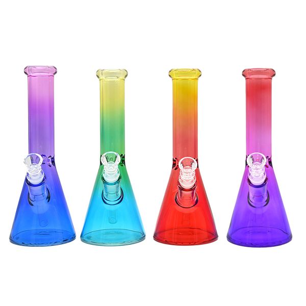 1 pièce, 25 cm/9,8 pouces, conduite d'eau en verre dégradé coloré, bangs en verre borosilicate, narguilé en verre, article pour fumer en verre, cadeaux de vacances, décorations pour la maison, accessoires pour fumeurs