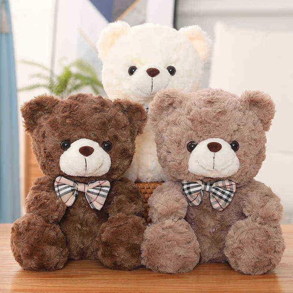 1Pc 25Cm mignon ours en peluche avec bouton arc câlins doux câlin ours en peluche jouet oreiller poupée pour fille oreiller livraison directe J220729