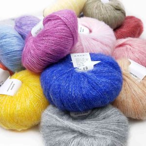 1PC 25g / Ball Mohair Fil Crochet Femmes Écharpe Châle Fil De Laine À La Main DIY Pour Pull Tricoté Chapeau Couture Fourniture 0.9mm X 260m Y211129