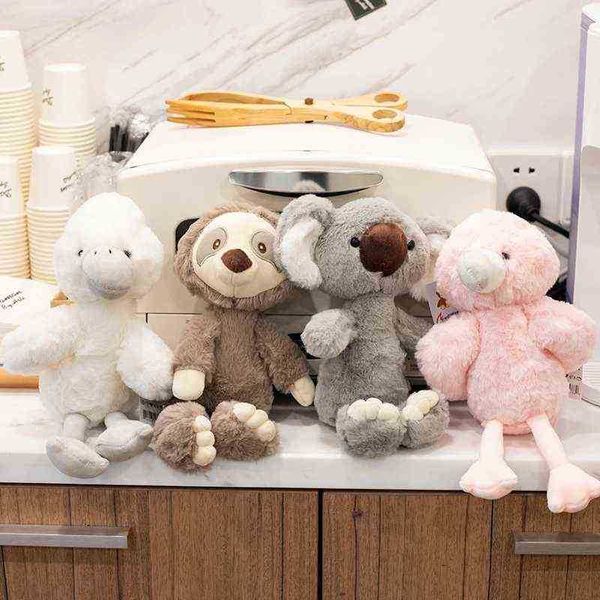 1 unid 26 cm simulación animal lindo perezoso koala flamenco abrazo suave lindo pájaro blanco relleno muñeca bebé almohada niños sussen regalo J220729