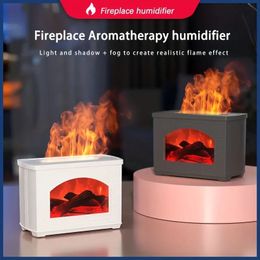 1 humidificateur USB portable de 270 ml avec mini cheminée à flamme de feu 3D et diffuseur d'huiles essentielles d'arôme – Brume fraîche pour l'humidification de la pièce et l'aromathérapie