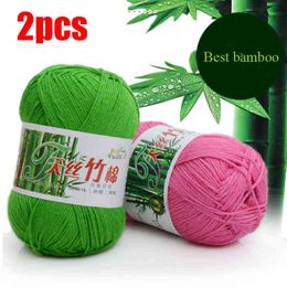 1 PC 2 pcs Tricot Bambou Coton Fil Bambou Fibre Coton Chaud Doux Naturel Tricot Crochet Tricots Laine Fil De Haute Qualité Y211129