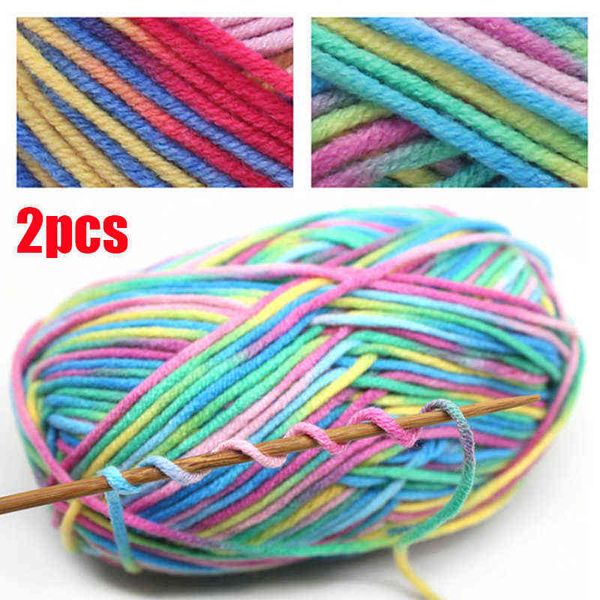 1 unid 2 unids x50g hilo de melange hilo de fantasía cuerdas de hilo mezclado de algodón hermosos colores de mezcla para tejer a mano muñeca suéter Y211129