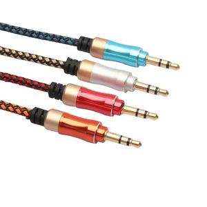 Câble audio de voiture 3,5 mm de 3pc Male à mâle à mâle Extension des écouteurs stéréo Routage Bouclier tressé Ligne de câble