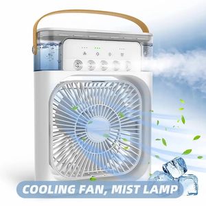 1pc, 3 In 1 Air Humidifier Cooling USB Portable Air Conditioner Fan LED Night Light Water Mist Fun Humidification Fan Spray Electric Fan Summer Essential