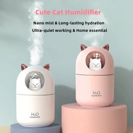 Mini umidificatore con luce notturna colorata da 1 pz 300 ml con 2 modalità di spruzzo per camera e scrivania - Nebbia fresca e rilassante per un sonno confortevole e relax