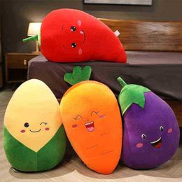 1Pc 3050Cm Légumes Doux En Peluche Jouets Mignon Simulation Carotte Aubergine li Plante De Maïs Oreiller Poupées En Peluche pour Enfants J220729