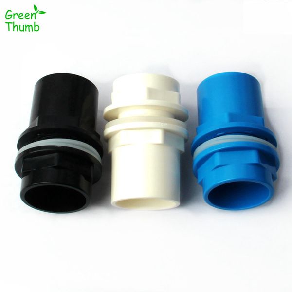 1pc 32 mm Conector de rosca macho Fish Tank Aquarium Agua de suministro de suministro de suministro de tuberías de plástico recto PVC Black Black Blue